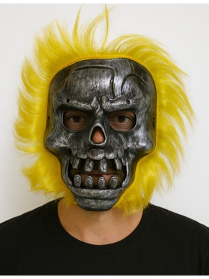 Store Mania Wild Skull - Metal Kafatası Sarı Saçlı Iskelet Maske STRMIA-RSTTT34