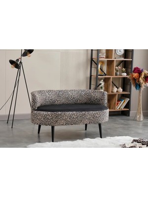 Azra Mobilya Sydney Modern Ikili Koltuk Kanepe | Modern | Dijital Baskılı Kumaş | Leopar Desen
