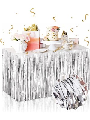 Store Mania Gümüş Metalize Masa Eteği STRMIA-RSTTT34