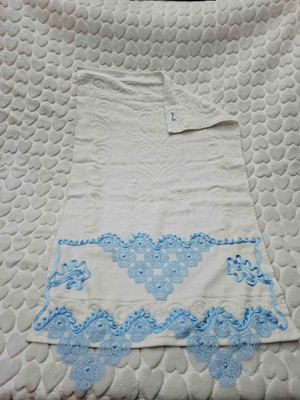 Berkaysun Tekstilden Pamuklu Kadife Iğne Oyalı El Yüz Havlusu