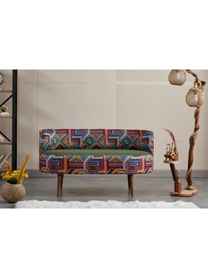 Azra Mobilya Sydney Modern Ikili Koltuk Kanepe | Modern | Patchwork Kumaş | Yeşil