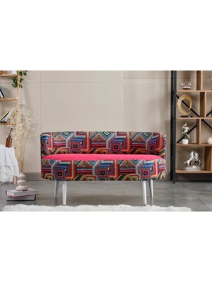 Azra Mobilya Sydney Modern Ikili Koltuk Kanepe | Modern | Patchwork Kumaş | Fuşya