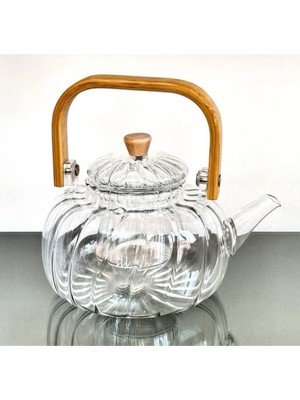 Store Mania Ahşap Saplı Cam Çizgili Demlik  STRMIA-RSTTT34