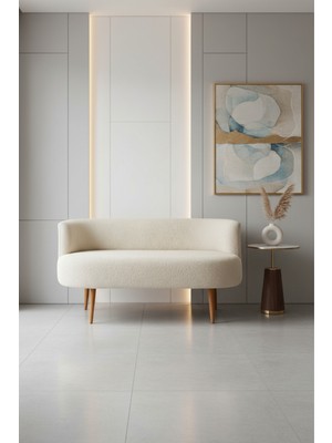 Azra Mobilya Sydney Modern Ikili Koltuk Kanepe | Modern | Welsoft Yumuşak Kumaş | Krem