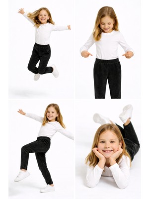 Mini Kanka Kız Çocuk Kadife Pantolon Yumuşak Dokulu Hareket Özgürlüğü Sunan Günlük Stil