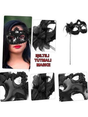 Store Mania Siyah Işıltılı Tutmalı Fotoğraf Çekimi Maskesi STRMIA-RSTTT34