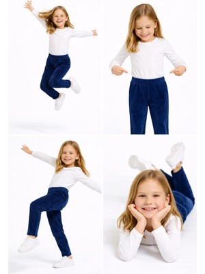 Mini Kanka Kız Çocuk Kadife Pantolon Yumuşak Dokulu Hareket Özgürlüğü Sunan Günlük Stil