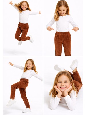 Mini Kanka Kız Çocuk Kadife Pantolon Yumuşak Dokulu Hareket Özgürlüğü Sunan Günlük Stil