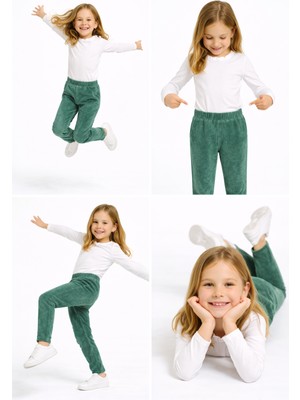 Mini Kanka Kız Çocuk Kadife Pantolon Yumuşak Dokulu Hareket Özgürlüğü Sunan Günlük Stil