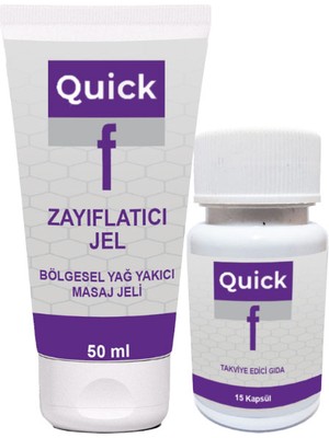 Quick F Seti: Quick F Gel 50 ml Jel Hafifliğin Anahtarı + Quick F 15 Kaps Bir Arada