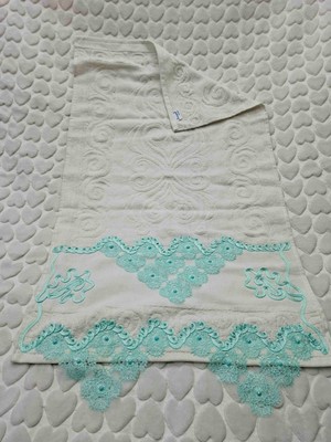 Berkaysun Tekstilden Pamuklu Kadife Iğne Oyalı El Yüz Havlusu