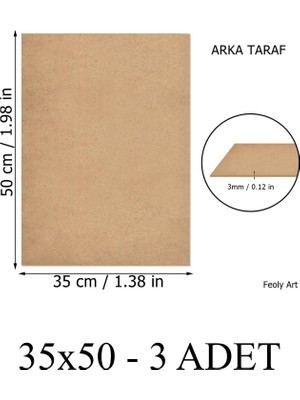 Feoly Art 3 mm 35X50 Mdf Plaka (3 Adet) - Hobi, Maket, Ahşap El Sanatları Için Uygun (3`lü Paket)