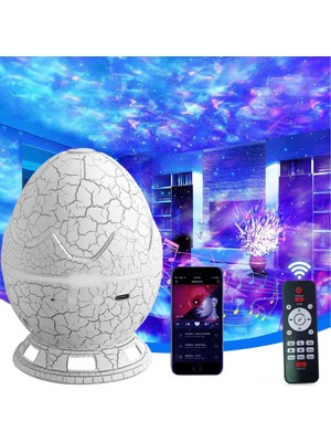Store Mania Çatlak Dinozor Yumurtası Tasarımlı Projektörlü Gece Lambası Bluetooth Özellikli  Strmıa-Rstt