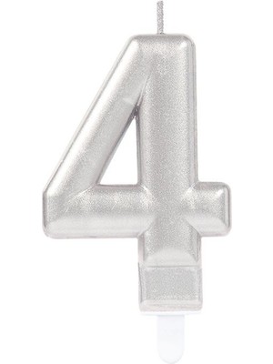 Store Mania 4 Rakamı Mum Gümüş Renk STRMIA-RSTTT34