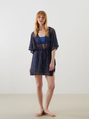 Lc Waikiki Yeni Sezon Şal Yaka Dantelli Plaj Elbisesi