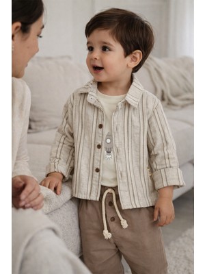 Baby Hola Roket Baskılı Müslin Kumaş  Bebek Erkek Üçlü Takım Set Babyhola 2225