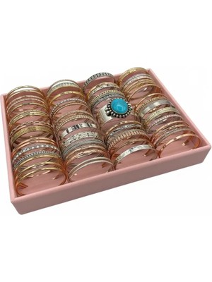 Megass Dekor Süet Kumaş Pembe Renk 34/24 cm Batırmalı Bileklik Kelepçe Tablası