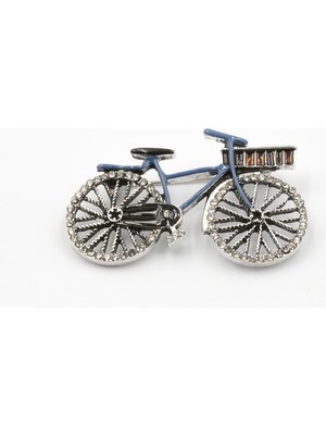 Sose Moda Zirkon Taşlı Bisiklet Broş Mavi – 3 cm Şık Aksesuar Modeli