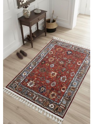 Bazaar Forum Dijital Baskı Kaymaz Pamuk Taban Tüy Dökmez Etnik Desenli Halı Salon Halısı Koridor Halısı