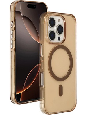 iPhone 16 Pro Max Gleam Pc Sert Magsafe Kılıf - ŞEFFAF-GOLD-(5796) - EMTHBA9698-5469