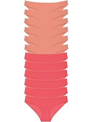 Beruflic 12 Adet Eko Set Likralı Kadın Slip Külot Pudra Fuşya