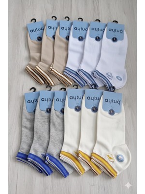 Aytuğ ; Pamuk Erkek Patik Çorabı; Dikişsiz; Yazlık ; 41-45 Numara; Asorti 12'li Kutu