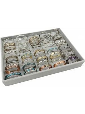 Megass Dekor Süet Kumaş Gri Renk 34/24 cm Batırmalı Bileklik Kelepçe Tablası