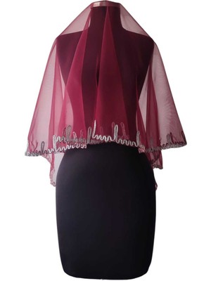 Moda Nur Duvak, Gelin Duvak, Gelin Kına Duvak, Yüz Örtüsü, Duvak Bordo