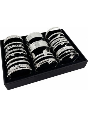 Megass Dekor Süet Kumaş Siyah Renk 34/24 cm Batırmalı Bileklik Kelepçe Tablası