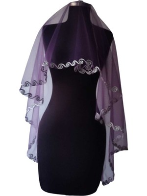 Moda Nur Duvak, Gelin Duvak, Gelin Kına Duvak, Yüz Örtüsü ,mor Duvak