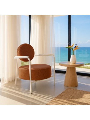 Azra Mobilya Venüs Modern Berjer | Soft Kumaş | Beyaz Metal Ayaklı Koltuk | Ev & Ofis | Kiremit