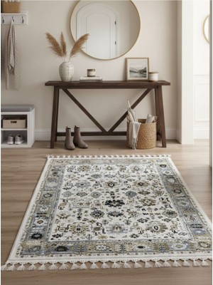 Bazaar Forum Dijital Baskı Kaymaz Pamuk Taban Tüy Dökmez Etnik Desenli Halı Salon Halısı Koridor Halısı