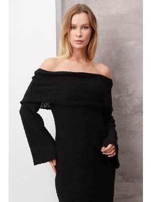 Yucian Madonna Yaka Elbise Siyah