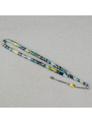 Lapisdo Arizona Katalin Alpaka Püskül Kesme Kesim 7X10MM Tesbih- Yeşil Beyaz