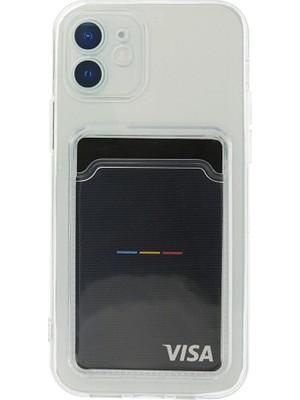 Genel Tedarik iPhone 12 Kılıf Kart Şeffaf Silikon - ŞEFFAF-(5796) - EMTHBA3180-5227