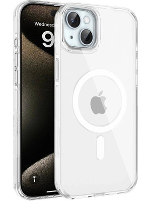 iPhone 15 Gleam Pc Sert Magsafe Kılıf - ŞEFFAF-(5796) - EMTHBA7069-4707