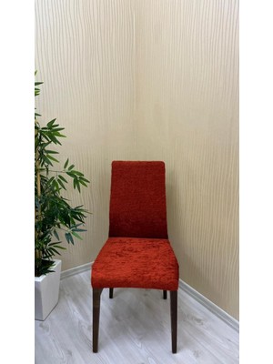 Baby Face Kumaş Lastikli Kaymaz Esnek Sandalye Koruyucu Örtü - Kiremit - Beş Adet