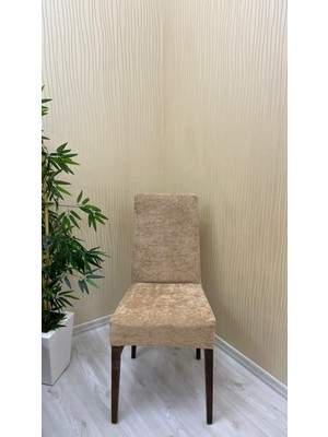 Baby Face Kumaş Lastikli Kaymaz Esnek Sandalye Koruyucu Örtü - Sütlü Kahve - Beş Adet