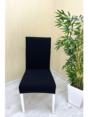 Mikro Kumaş Lastikli Kaymaz Esnek Sandalye Koruyucu Örtü - Siyah - Bir Adet