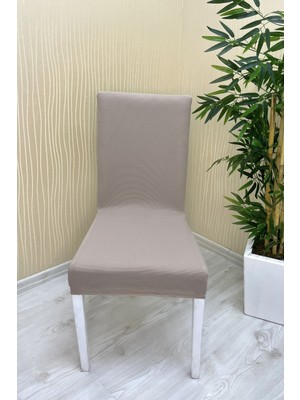 Mikro Kumaş Lastikli Kaymaz Esnek Sandalye Koruyucu Örtü - Vizon - Üç Adet