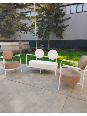 Azra Mobilya Venüs Koltuk Takımı Beyaz Iskelet – Modern Koltuk Seti | Ofis ve Ev Kullanımı | Soft Kumaş