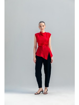 Kameya Volan Detay Saten Bluz 25S10723