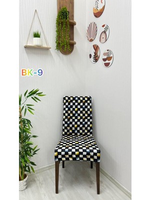 Desenli Baskılı Kadife Elastik Esnek Sandalye Koruyucu Örtü - Model Bk-09 - Dört Adet