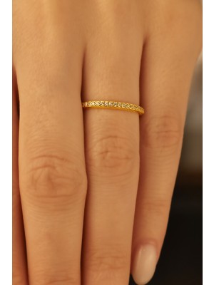 Fay Yamaner Altın Taşlı Yarım Tur Ajda Yüzük