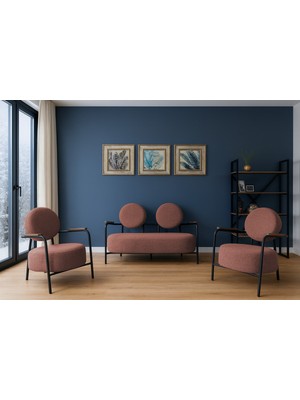 Azra Mobilya Venüs Modern Koltuk Takımı | Buklet Kumaş | Ofis ve Ev Kullanımı | Kiremit