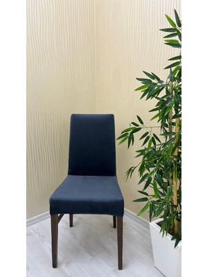 Italyan Süet Kumaş Lastikli Kaymaz Esnek Sandalye Koruyucu Örtü - Antrasit - Beş Adet