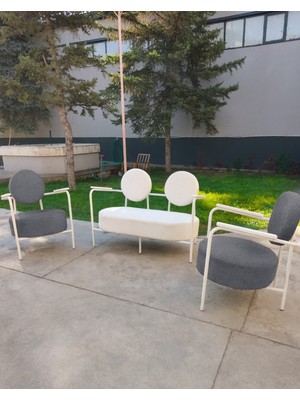 Azra Mobilya Venüs Koltuk Takımı Beyaz Iskelet – Modern Koltuk Seti | Ofis ve Ev Kullanımı | Soft Kumaş