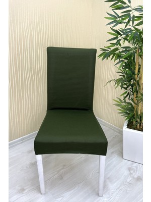 Mikro Kumaş Lastikli Kaymaz Esnek Sandalye Koruyucu Örtü - Haki Yeşili - Bir Adet