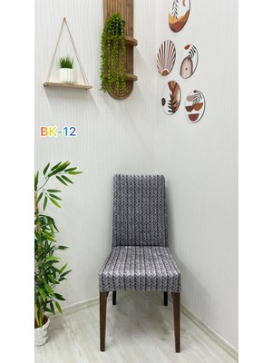 Desenli Baskılı Kadife Elastik Esnek Sandalye Koruyucu Örtü - Model Bk-12 - Dört Adet