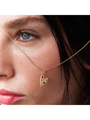 Aja Aurielle Kalp Figürlü Renkli Çok Taşlı Altın Kolye